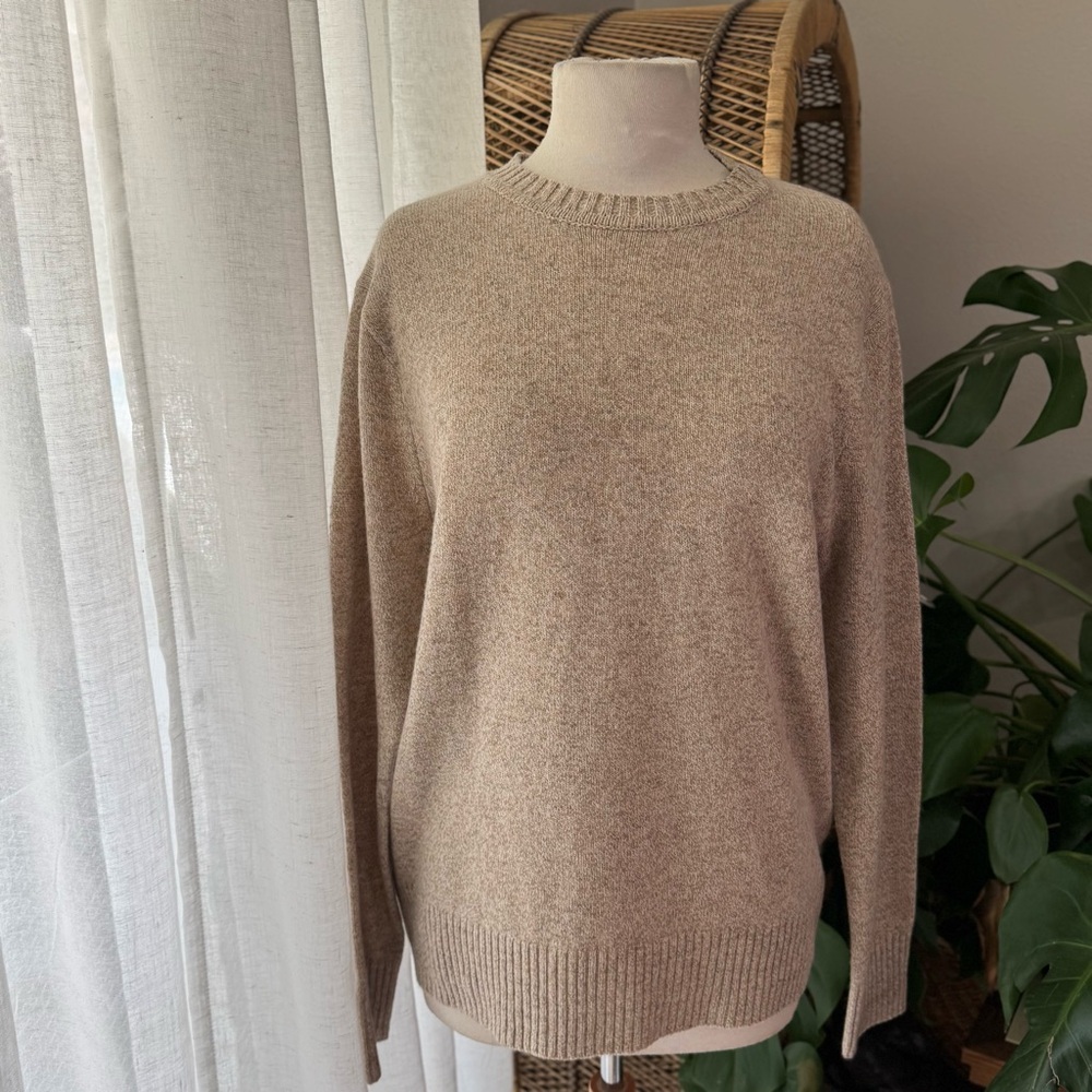 NWT J.Crew Merino Wool Blend Crewneck Sweater Beige‎ Tan Men’s Medium